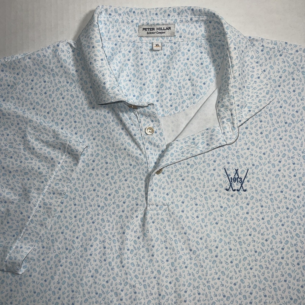 Peter Millar Summer Comfort Polo Shirt Men Size XL All Over Print Golf-Logo